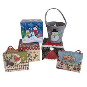 Christmas XMas Holiday Gift Box Wrapping Lot - Six Items!